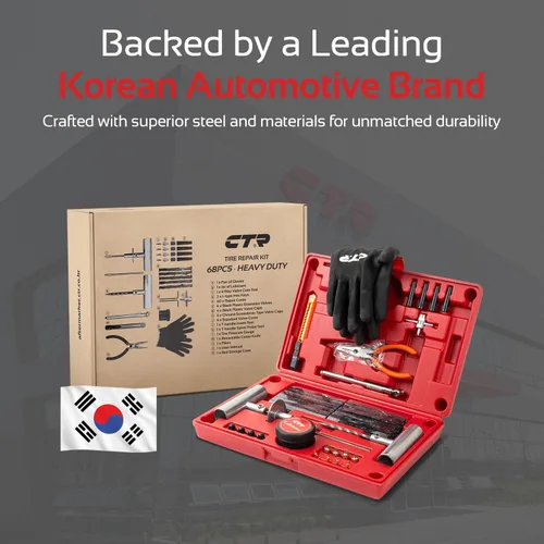 Miniatura 8 de CTR Kit de tapones de neumáticos de alta resistencia, kit de reparación universal de neumáticos todo en uno con enchufes, herramientas profesionales