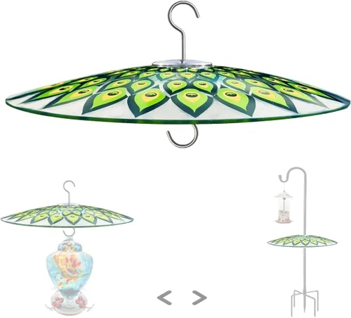 Miniatura 14 de Protector de lluvia de vidrio de 13 pulgadas para comedero de pájaros al aire libre – deflector en poste de pastor/poste o gancho en S colgante