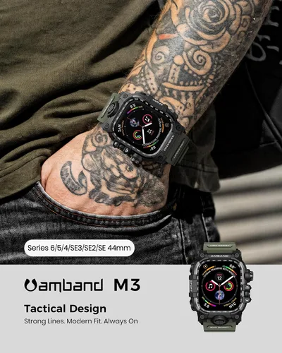 Miniatura 3 de amBand Funda resistente con correa para Apple Watch de 1.732 pulgadas, compatible con iWatch Series SE 3/SE 2ª generación, SE/6/5/4, protección