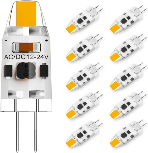 Bombilla LED G4 de 1 W equivalente a 10 W T3 JC tipo Bi-Pin G4 bombilla halógena, AC/DC 12V blanco cálido 3000K G4 bombilla para luz debajo del