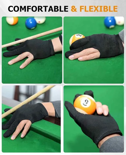 Miniatura 4 de Guantes de billar universales para hombres y mujeres, 10 unidades, con 3 dedos, elásticos, transpirables, para mano izquierda y derecha, 10