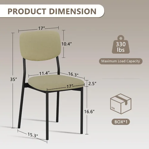 Miniatura 2 de Einhomn Juego de sillas de comedor tapizadas, modernas sillas de comedor apilables con respaldo de terciopelo suave, sillas de cocina con patas