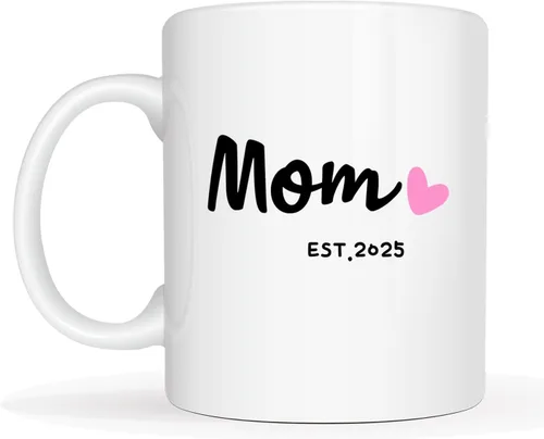 Miniatura 2 de MAUAG Mom Est 2025 Taza de Café, Taza para el Día de la Madre, Regalos para la Nueva Mamá para Mujeres Ella, Taza para Mamás Primerizas, Blanca 11