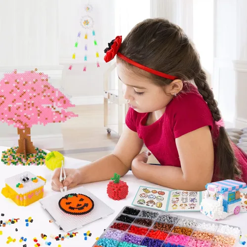 Miniatura 9 de Meland Kit de cuentas de fusible, 11,000 cuentas de 36 colores para manualidades para niñas de 5 a 12 años, juego de cuentas derretidas de 0.197 in
