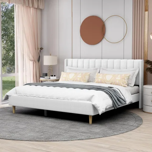 Miniatura 25 de AGARTT Marco de Cama Plataforma Tapizada Tamaño Queen con Cabecero y Pie de Cama/Soporte de Listones de Madera/No Necesita Somier/Fácil Montaje