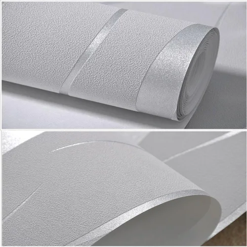 Miniatura 5 de QIHANG 3D estereoscópico simple rayado hoja de hierba gruesa flocado papel pintado color gris plata 1.7 ft* 32.8 ft = 5.3 SQM Plateado/ gris