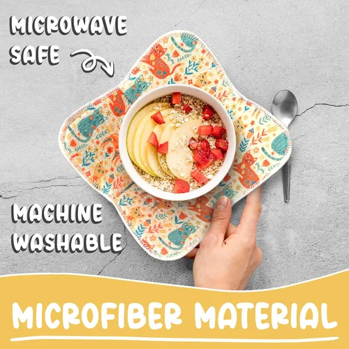 Miniatura 4 de Paquete de 6 fundas acolchadas para cuencos de microondas con diseño floral - Juego de soportes para cuencos de sopa caliente