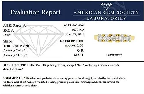 Miniatura 3 de Vir Jewels Anillo de compromiso con diamantes de 1 cttw certificado SI2-I1 de 5 piedras de oro amarillo de 14 quilates