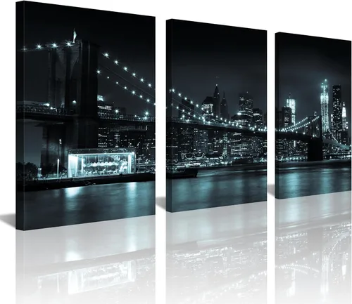 Miniatura 20 de NAN Wind Detroit Skyline - Lienzo decorativo para pared, paisaje urbano, escena nocturna, impresión artística de ciudad en blanco y negro sobre