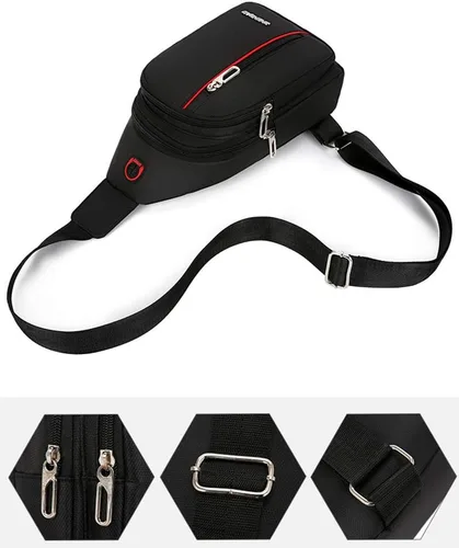 Miniatura 3 de Bolso cruzado pequeño para el pecho, hombro, bolsa de viaje, mochila casual para hombres y mujeres con agujero para auriculares, resistente al agua