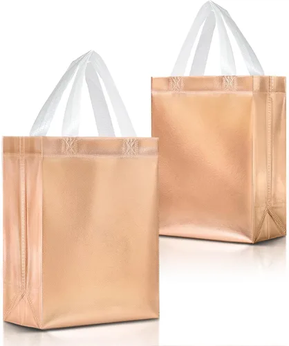 Miniatura 30 de Nush Nush Bolsas de regalo negras y doradas de tamaño mediano, juego de 12 bolsas de regalo reutilizables con asa