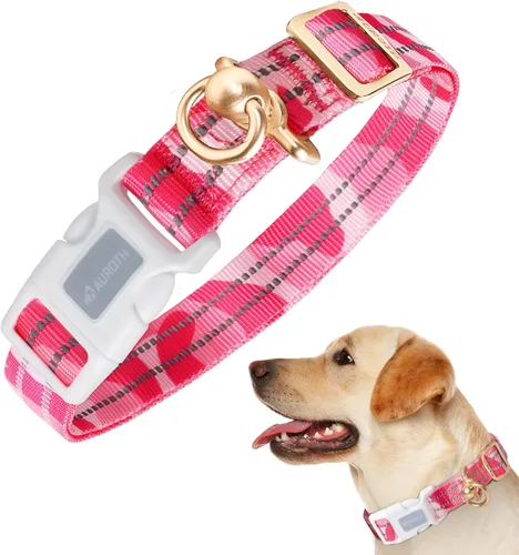 Miniatura 26 de Collar de perro Auroth para perros medianos y grandes, collar de perro reflectante, collares de perro de nylon suave ajustables con resistente army