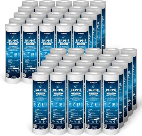 Ronaqua Filtro de agua de cartucho, 10 X 25 pulgadas, 4 capas de filtración, elimina suciedad, oxidación, de polipropileno, Blanco