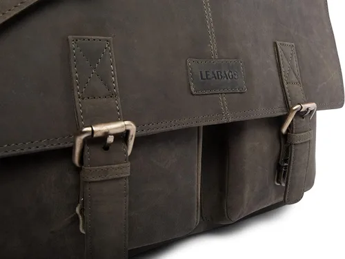 Miniatura 8 de LEABAGS Maletines de cuero para hombre - Bolso Cambridge de cuero genuino para portátil de 15 pulgadas - Bolso de mensajero vintage