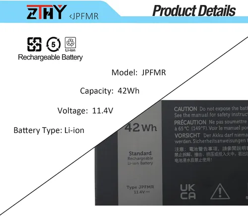 Miniatura 3 de ZTHY JPFMR - Batería de repuesto para laptop Dell Chromebook 3400 3100 2 en 1 5488 5493 5593 Series 0JPFMR 7MT0R 16DPH 65N6H 7T0D3 07GDY DN33X RDNP5