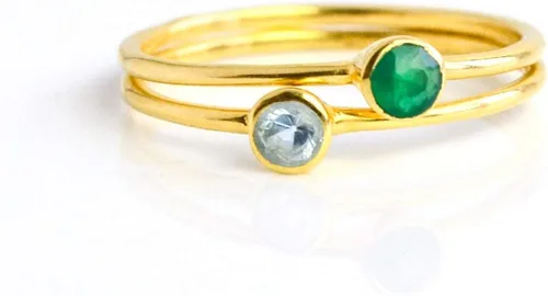 Miniatura 7 de Anillo pequeño de piedras preciosas apilable, banda de anillo delicada y delgada minimalista, anillo simple apilable de piedra natal