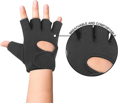 Miniatura 3 de Luwint Guantes de entrenamiento sin dedos para niños, guantes antideslizantes de fitness para niños, ciclismo, yoga, levantamiento de pesas, 1 par