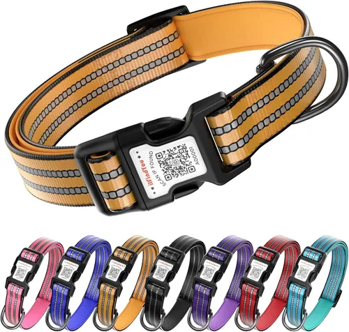Miniatura 21 de Collar Reflectante para Perro, Collares Personalizados para Perro con Hebilla de Código QR, Collar de Nailon Suave para Mascotas Ajustable para Camo