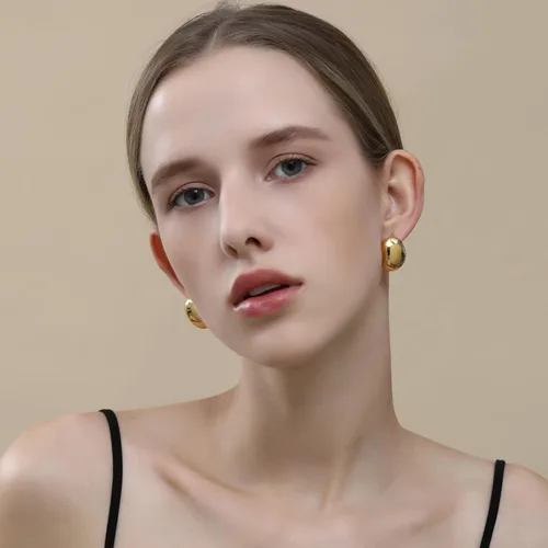 Miniatura 5 de Apsvo Aretes de aro gruesos de oroplata para mujer, aretes hipoalergénicos chapados en oro, joyería de moda