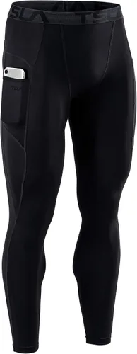 TSLA - Paquete de 1, 2 o 3 pantalones deportivos tipo leggings de compresión para hombre, ajustados para correr, entrenamiento, de secado rápido,