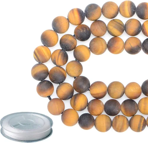 Miniatura 18 de Piedras preciosas redondas de jade blanco mate natural de 0.236 pulgadas esmeriladas, 120 cuentas sueltas a granel para hacer joyas y pulseras