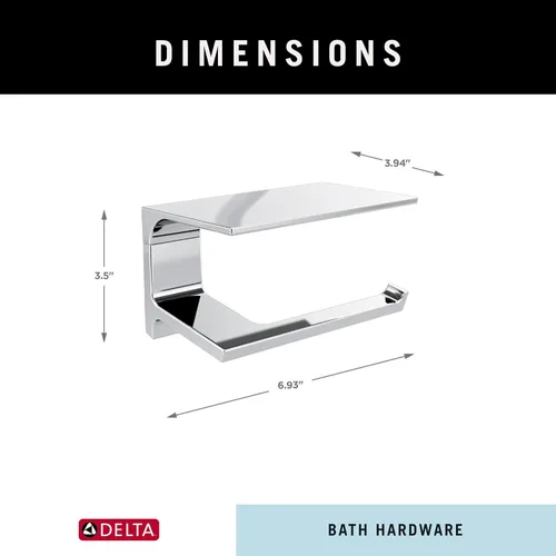 Miniatura 7 de DELTA Soporte de papel higiénico pivotal con estante, cromo pulido, accesorios de baño, 79956 6.93 x 3.94 x 3.5 pulgadas