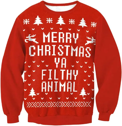 Miniatura 3 de Camisa de Navidad para hombre, de moda, de manga larga, cómoda, con estampado feo, cuello redondo, ropa estampada