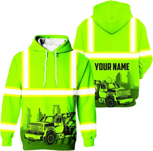 Miniatura 12 de Sudadera con capucha de alta visibilidad para hombres - Colección de trabajos con nombre personalizado Clase 3 Ropa de trabajo reflectante