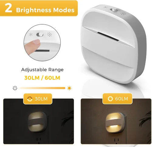 Miniatura 2 de L LOHAS LED - Luz nocturna enchufable, luces nocturnas plegables enchufables a la pared con sensor de crepúsculo a amanecer, 2 niveles de brillo