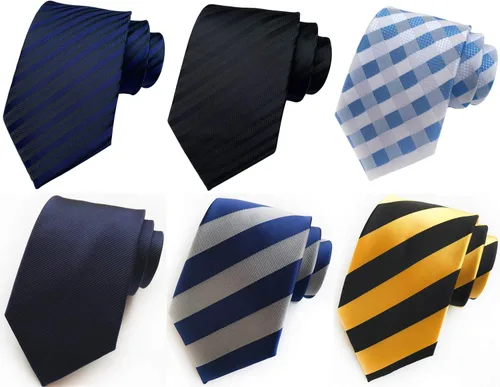 Miniatura 111 de WeiShang Lote de 6 corbatas clásicas de seda para hombre, corbatas tejidas jacquard