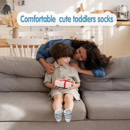 Miniatura 4 de Tphon - Calcetines antideslizantes para bebés y niños pequeños, 12 pares con agarre, calcetines de tripa para niños de 0 a 7 años, niños y niñas
