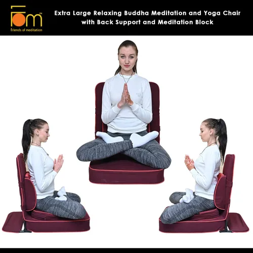 Miniatura 8 de Friends of Meditation Silla de meditación extra grande Silla de piso con soporte de respaldo Sillas de yoga para adultos Silla plegable Negro