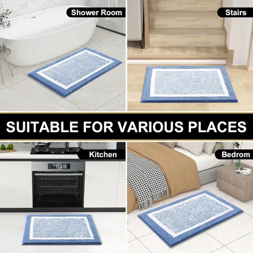 Miniatura 8 de OLANLY Alfombras de baño 24x16, tapete de baño de microfibra extra suave y absorbente, antideslizante, lavable a máquina, alfombra de baño esponjosa