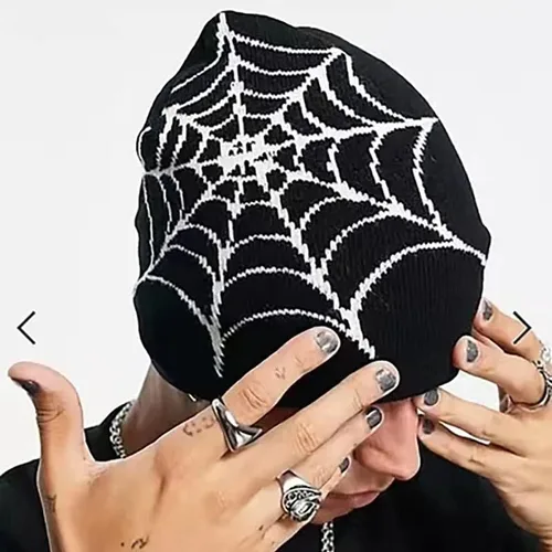Miniatura 6 de PUCAPOCO Gorros de araña Y2k para mujeres y hombres, gorro tejido de telaraña