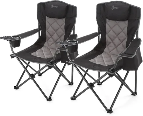 Miniatura 8 de ARROWHEAD OUTDOOR Silla plegable portátil de lujo para campamento con reposacabezas, portavasos y vidrio, enfriador de 6 latas, bolsa de transporte