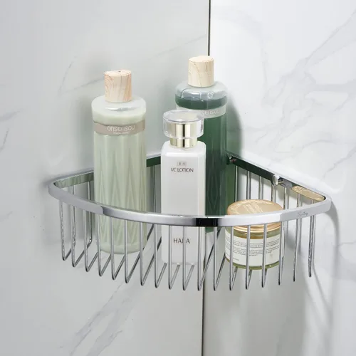 Miniatura 14 de Estante esquinero para ducha de baño, diseño hueco en las esquinas, organizador de estante de acero inoxidable ultra resistente a prueba de óxido