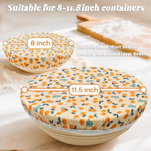 Miniatura 2 de OHIYO Fundas reutilizables para tazón de cera de abejas (2 grandes), tela elástica de algodón para pan de masa madre, tapas de tazón reutilizables