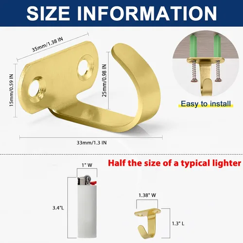 Miniatura 2 de NearMoon - Ganchos de techo montados con tornillo de acero inoxidable, gancho resistente para toallas/batas debajo del estante, colgador de abrigos