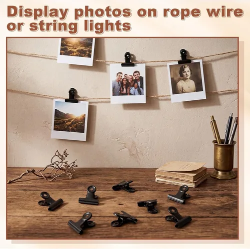 Miniatura 6 de Kisston 5 Pcs Metal Clips Hinge Clips 0.87 Inch Small Bull Binder for Office, Paper, Photos, Picture, Maps, Poster, Drawings, Art Work, Papers