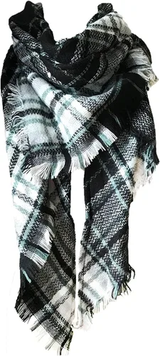 Miniatura 86 de Wander Agio - Bufanda envolvente con diseño a cuadros o triangular para mujer, cálida y larga, de punto, sensación de cachemira, chal