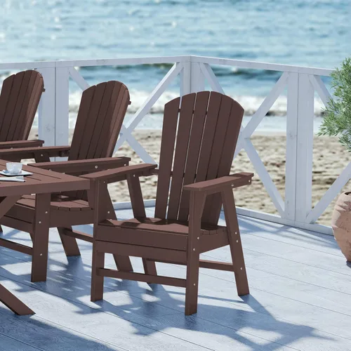 Miniatura 58 de WestinTrends Malibu Outdoor Patio HDPE Adirondack Silla de comedor para patio, color negro
