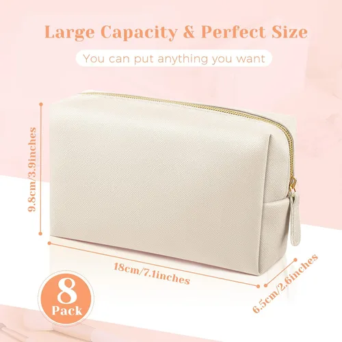 Miniatura 2 de Dunzy - Estuche de maquillaje de 8 piezas, de piel sintética, impermeable, pequeño, bolsa de aseo, organizador de cosméticos portátil, resistente al