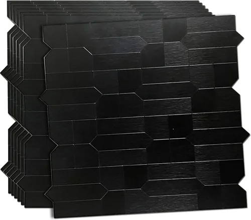 Miniatura 8 de XUANINY Azulejos de metal para salpicaduras de 5 hojas, autoadhesivas, múltiples formas, mosaico de aluminio 3D para decoración de cocina y baño