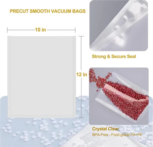 Miniatura 2 de MAGIC SEAL Bolsas selladoras al vacío de cámara, 10 x 12 pulgadas, bolsas de sellado al vacío lisas para almacenamiento de alimentos, sin BPA