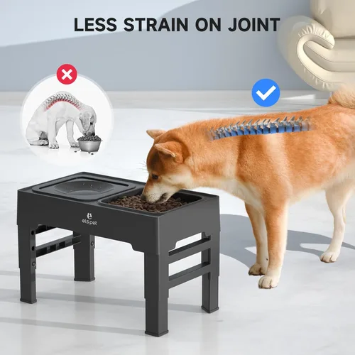 Miniatura 4 de ELS PET Cuencos elevados para perros, cuencos elevados ajustables para perros con cuenco de agua para perros que no se derraman y comedero