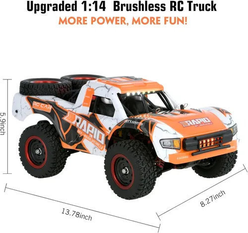 Miniatura 7 de GoolRC Camiones RC sin escobillas 1:14, 70 KMH de alta velocidad 4WD RTR Fast RC Cars todo terreno, 2024 nueva actualización eléctrica todoterreno