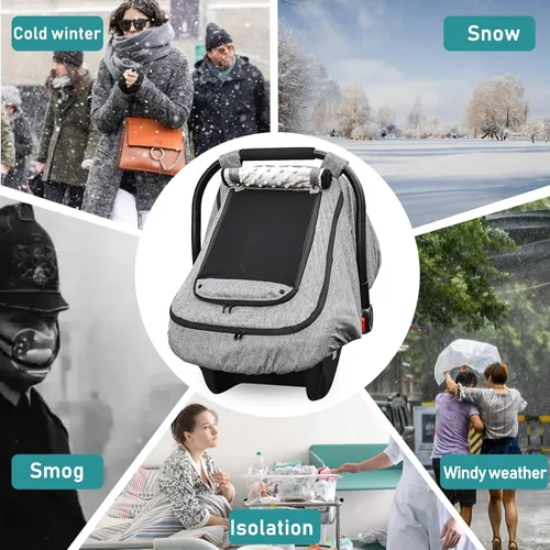 Miniatura 8 de YVMVDV - Funda impermeable para asiento de automóvil para bebé, funda de asiento de automóvil patentada para clima frío para bebés, cubierta