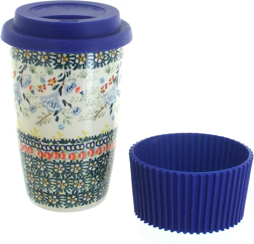 Miniatura 18 de Blue Rose Polish Pottery - Taza de café de viaje de mariposa amarilla y azul - 12 oz - Taza para llevar, se adapta a la mayoría de portavasos