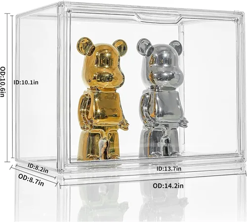 Miniatura 2 de Attelite - Vitrina de exhibición de acrílico transparente, caja de almacenamiento con puerta magnética, exhibidor de protección a prueba de polvo