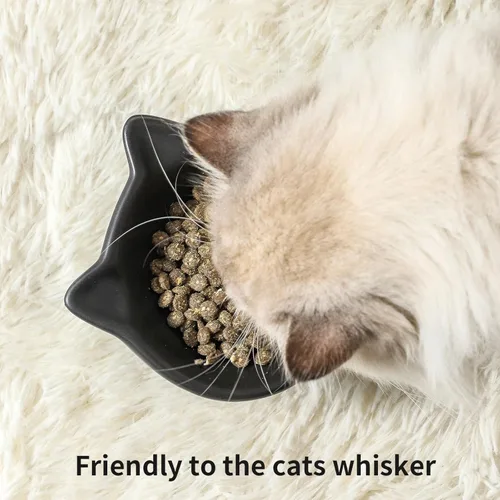Miniatura 5 de Nihow Cuencos Elevados Inclinados para Gatos: Cuenco Elevado de Cerámica de 5 Pulgadas para Comida de Gato para Proteger la Columna Vertebral